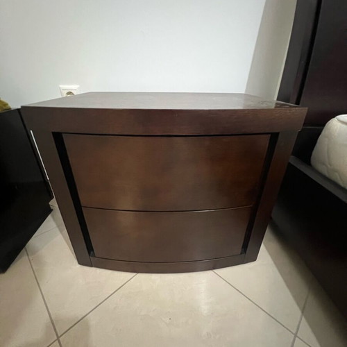 Wooden bedroom set like new, double bed 150×200 cm with nightstands
