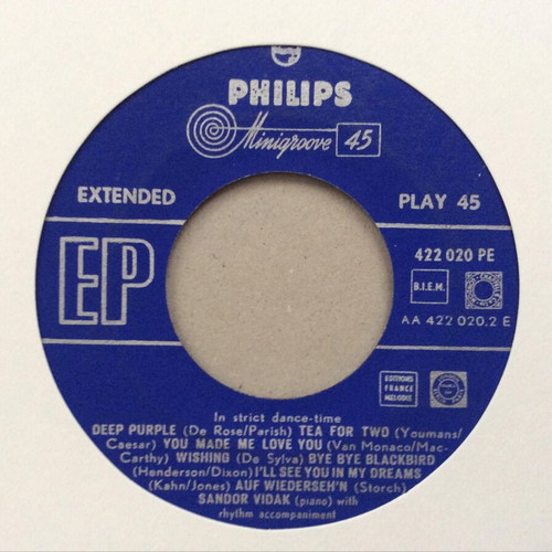 Tom Erich And Sandor Vidak In Strict Dance Tempo 7'' EP jazz used