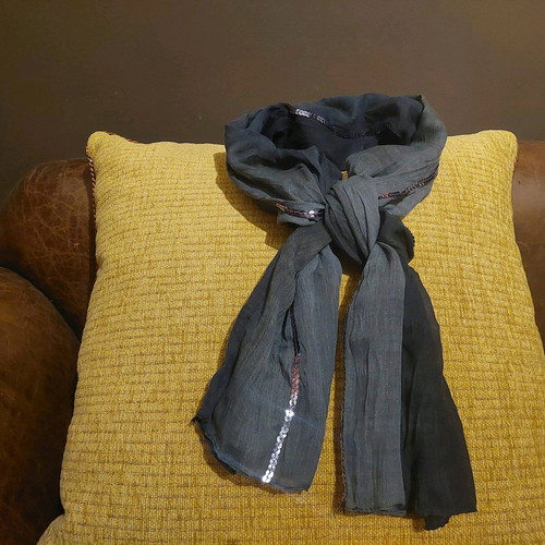 Gray black sequin scarf like new