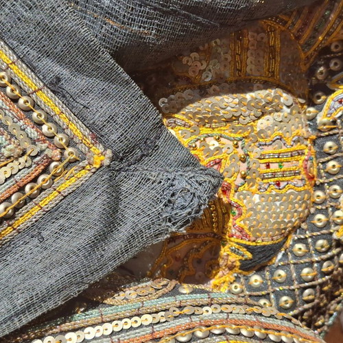 Vintage Burmese Kalaga Tapestry 92x137cm embroidered wall hanging used