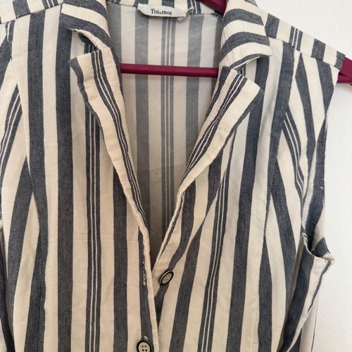 Striped short jumpsuit with belt and pockets Toi&Moi like new, size S
