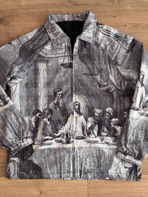 Hellpur The Last Supper Leonardo Da Vinci Zip Up Light Jacket Men’s Size Large like new, gray