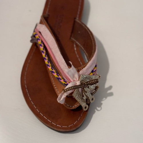 Children's leather flip flops like new, size 35