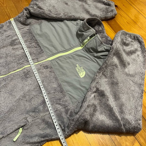 The North Face Denali women's vintage jacket used, gray with neon yellow