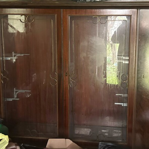 Furniture display cabinet with burr walnut veneer, 1960-1970