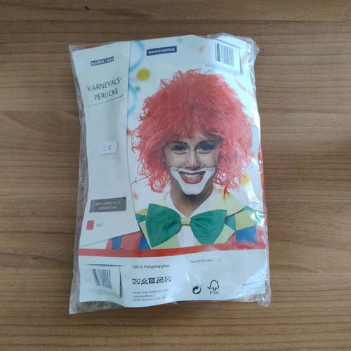 Red Unisex Clown Wig new, 100% polypropylene