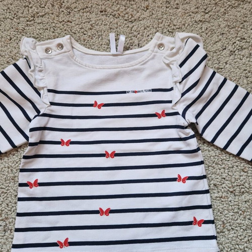 Orchestra Set baby clothing with salopette, blouse, and 72cm ribbon new