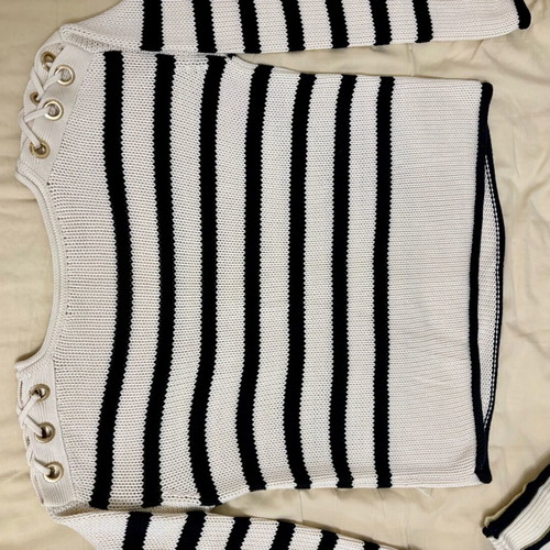 Massimo Dutti cotton sweater new, size M, white and blue