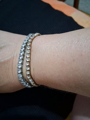 Bracelets with rhinestones like new, gold and silver tones, set of 2