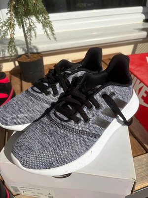 Adidas athletic shoes, black and grey, size 39