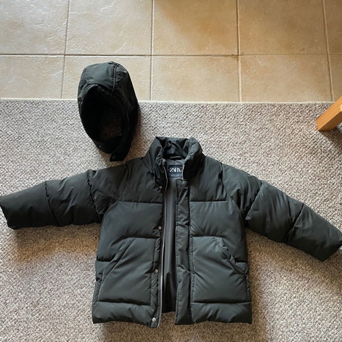 Winter coat Zara for boy 6/7 years like new, detachable hoodie, grey