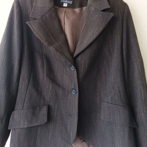 Paresa women's blazer, grey-black with orange stripe, lined, size 58