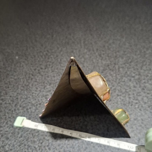 Vintage brass pyramid 13cm with semi-precious stones used