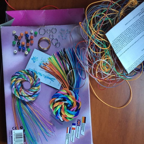 Braiding cords craft kit for making braided bracelets used