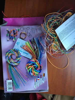 Braiding cords craft kit for making braided bracelets used