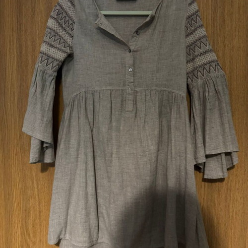 Zara Basic boho dress tunic with embroidery and bell sleeves size S like new