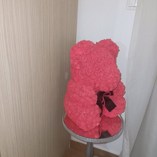 Bear with foam roses like new, large