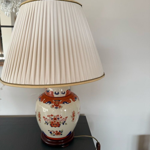 Ceramic table lamp porcelain with handmade floral designs like new