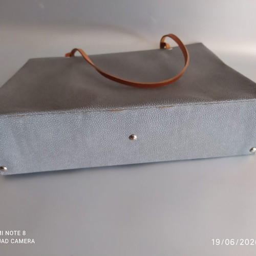Leporello leather women's bag gray new