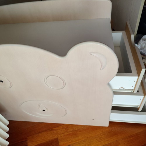 Multifunctional wooden crib bed used with mattress and changing table