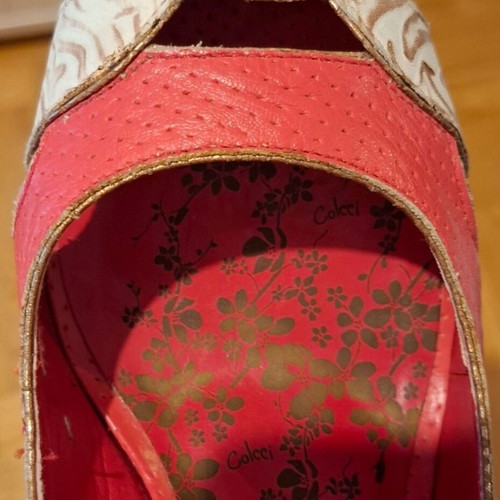 Shoes like new, brown and red leather pumps, size 39