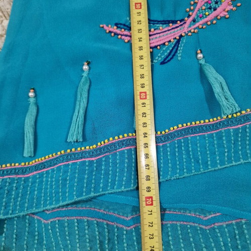 Monsoon women's turquoise embroidered tunic top with rhinestones, like new, size L