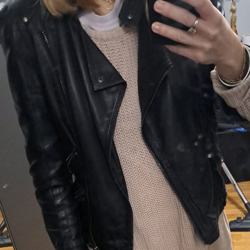 Biker jacket sheepskin Zara used, black, size S