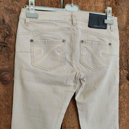 Sisley denim skinny beige jeans used, size 27 Y2K style