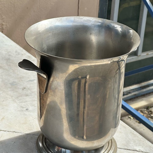 Vintage metal wine cooler champagne bucket used with handles retro design