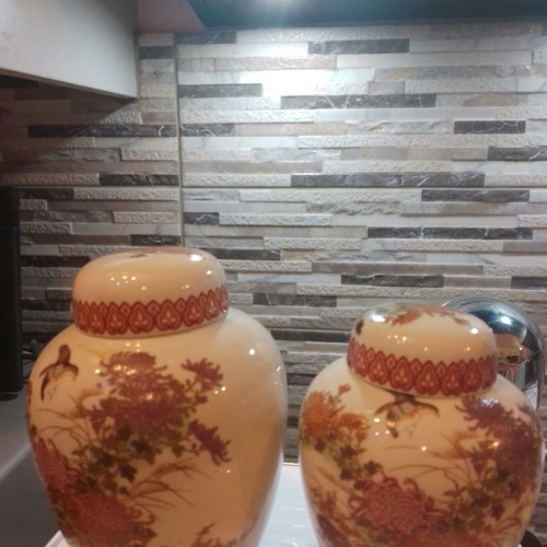 Shibata Japan vases used, set of 2 with stamp