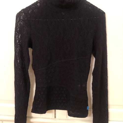 Christian Lacroix black lace top with stand up collar like new