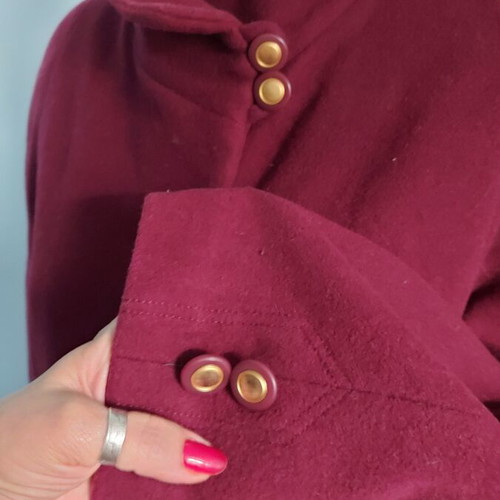 Wega red women's coat, vintage style, wool blend, sizes L-XXL