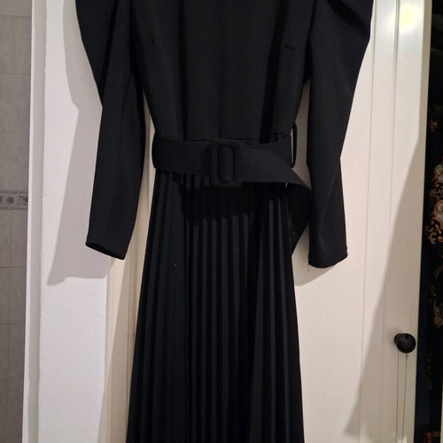 Black Midi Dress Made in Italy like new with Statement Shoulders