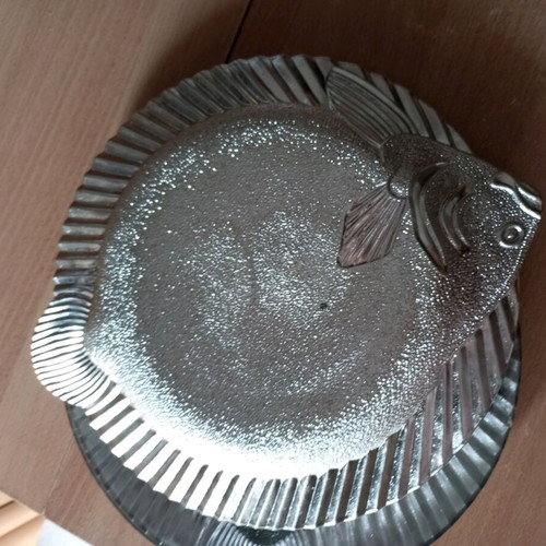 Glass fish-shaped serving platters, set of 2, 32x28 cm