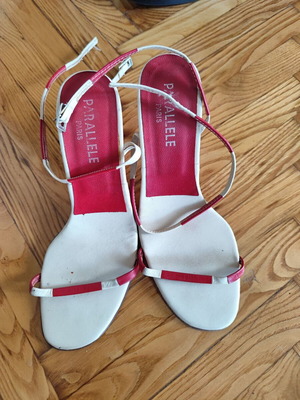Parallele Paris sandals size 37 like new, leather, beige and red