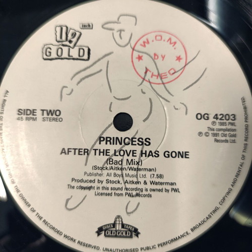 Princess Say I'm Your No.1 After The Love Has Gone 12″ Vinyl Maxi Single used
