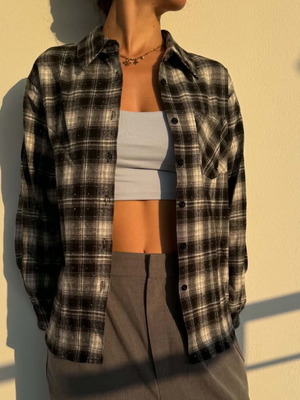 Checked shirt with rhinestones, medium large