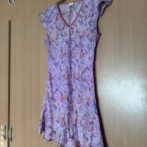 Silk blouse used, short sleeve, size M, purple