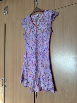 Silk blouse used, short sleeve, size M, purple