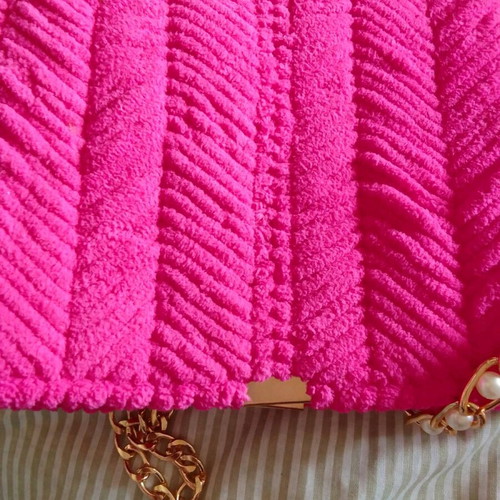 Handmade small bag new with pink velvet thread and pearls