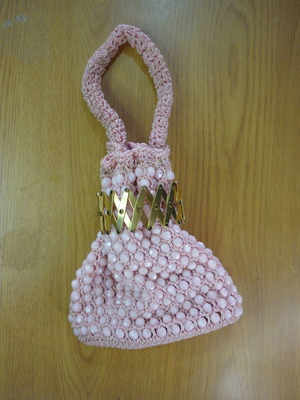 Vintage pink women's handbag used with bracelet gift