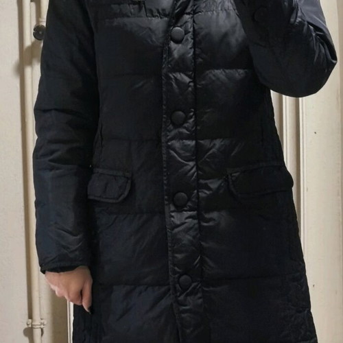 Black long down jacket Read Out size Medium like new