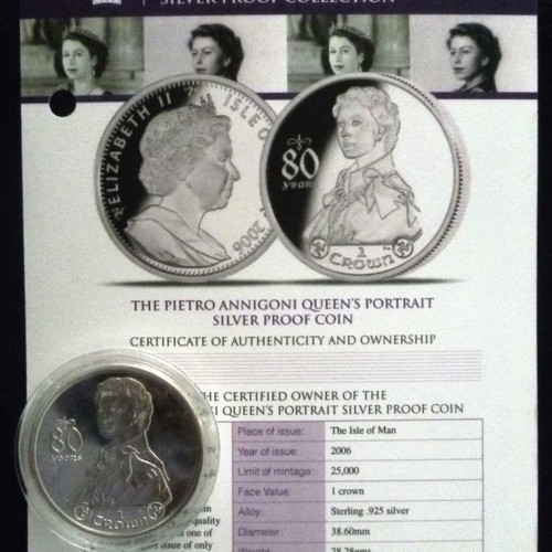 Isle of Man 2006 Elizabeth II 80th Birthday Silver Proof Silver Coin new