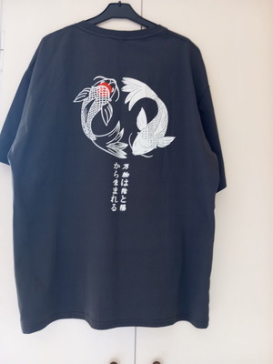 Dark grey synthetic T-shirt with back design, XL
