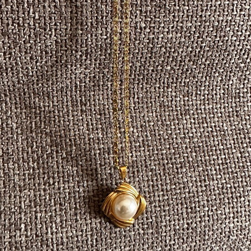 Vintage necklace with pearl gold-plated stainless steel new