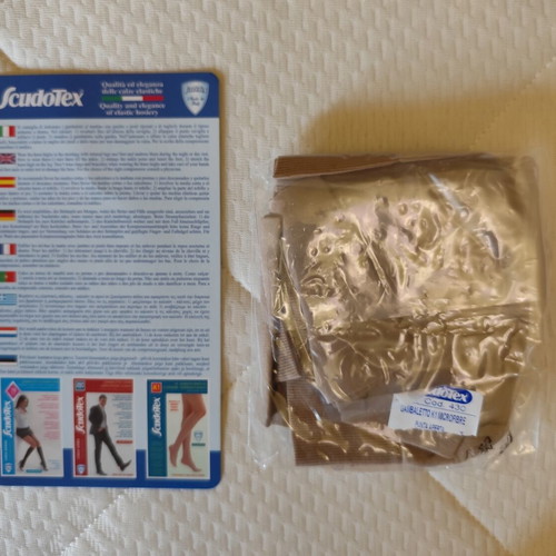 ScudoTex K1 open toe compression socks like new, beige, knee-high