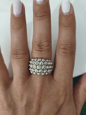 Statement silver ring with embossed truffles used, excellent durability