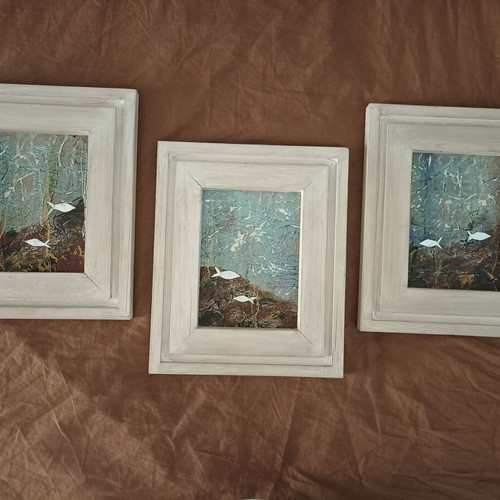 Esta Makraki original paintings, 30x26 cm, set of 3