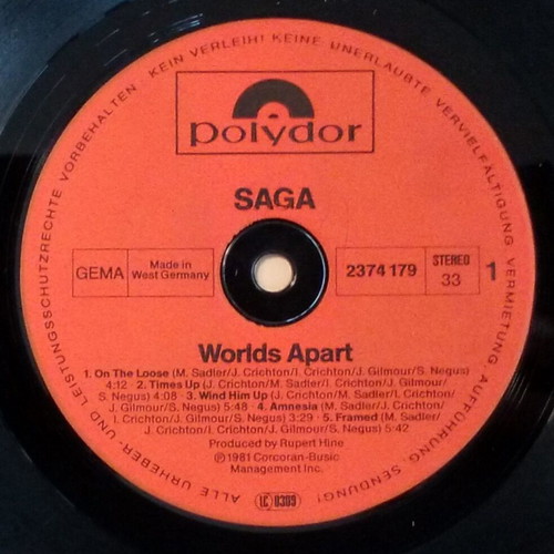Saga Worlds Apart vinyl LP used, rock