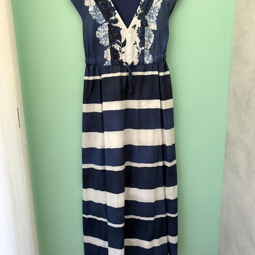 Weekend Max Mara maxi dress used, blue and white striped floral